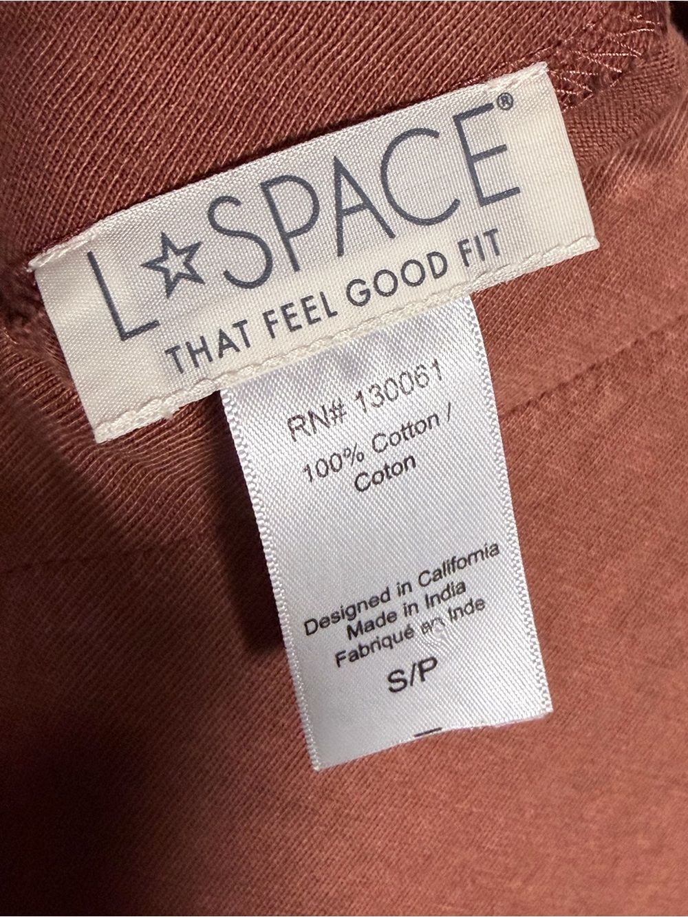 l*space Sleeveless Midi Dress in Rust Brown S/P Small Petite 100% Cotton - Picture 4 of 7